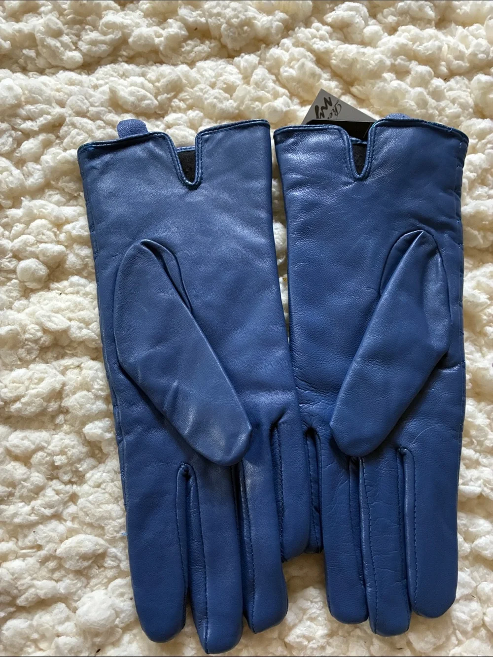 Quilted Royal Blue Leather Women's Gloves